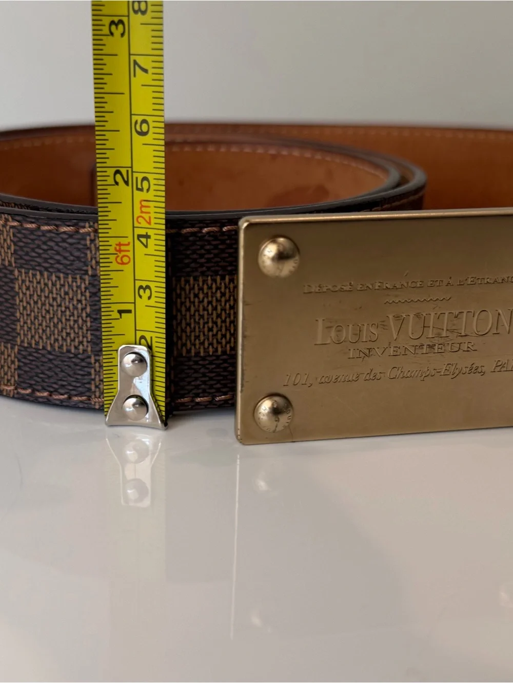 Louis Vuitton Brown Damier Ebene Inventeur Canvas Men's Belt